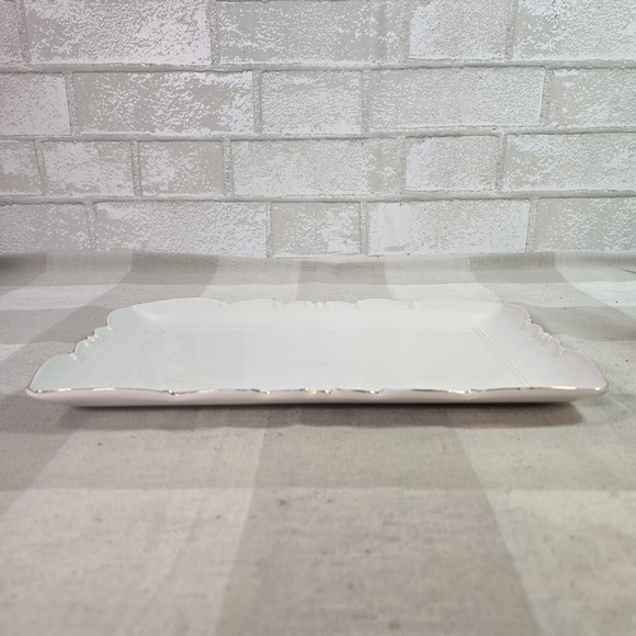 Elegant White Porcelain Vanity Tray Ornate Platter w/Gold Rim French Shabby Chic - Picture 6 of 13